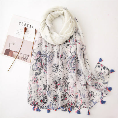 Japanese Style Artistic Fresh Cotton And Linen Scarf Retro Patchwork Bohemian Cashew Print Limorista