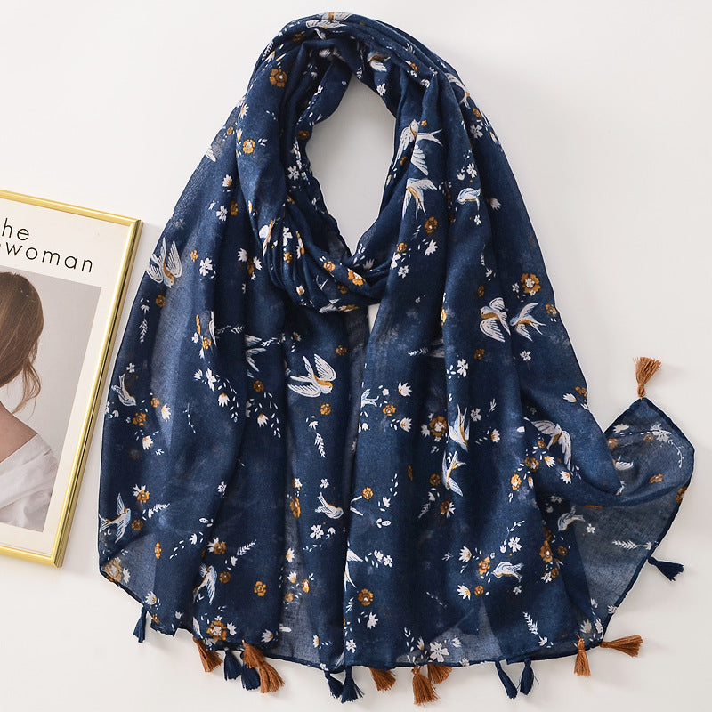 All-matching Tassel Decorative Shawl Cotton And Linen Feel Scarf Limorista