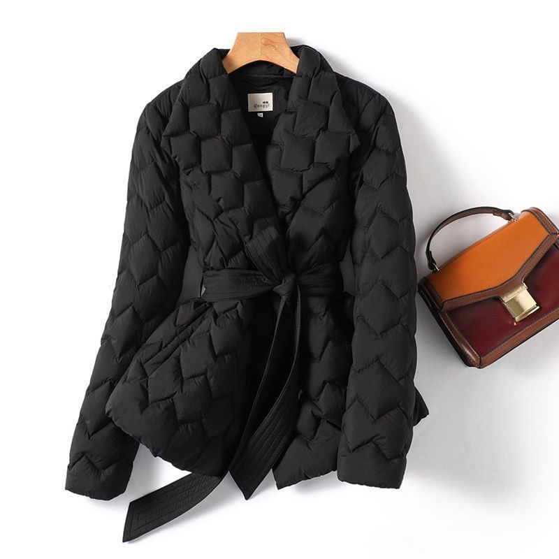 Chocolate Silk Line Lightweight Short Down Jacket Women&