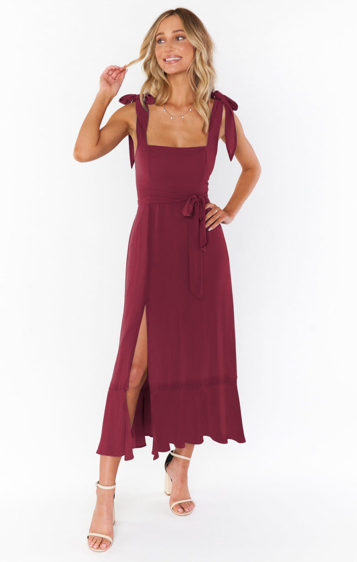 Temperament Suspender Split Dress With Lace-up Design Fashion Summer Ruffled Beach Dresses For Women Limorista