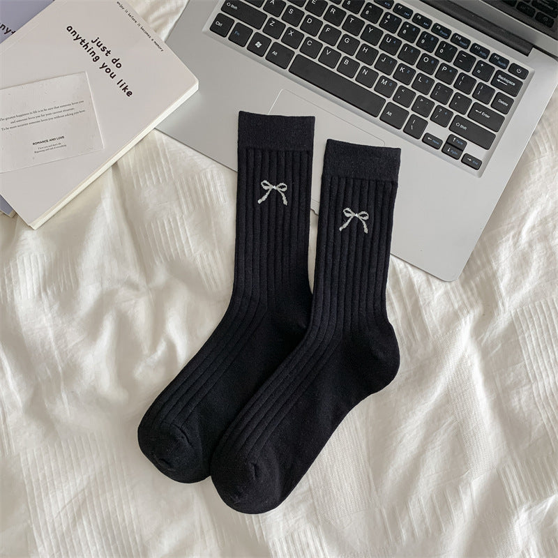 Cute Girl Bow Tube Socks Hollow Bunching Socks Limorista