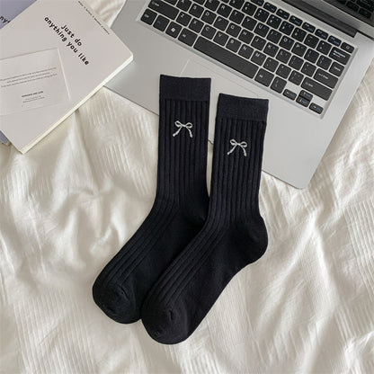Cute Girl Bow Tube Socks Hollow Bunching Socks Limorista