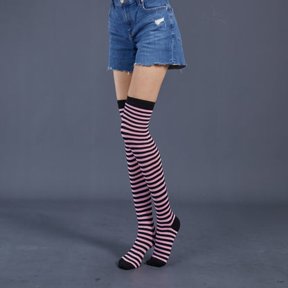 Thin Stripes Stockings Over The Knee Thickened High Tube Ladies Dance Party Performance Socks Limorista