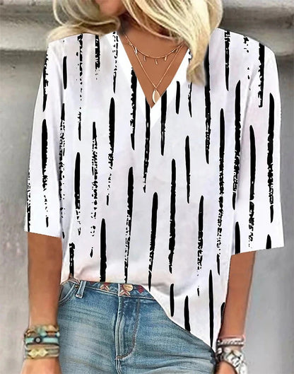 Cross-border Amazon Clothing 3D Printed V-neck Pullover Leisure Cropped POD Customization Limorista