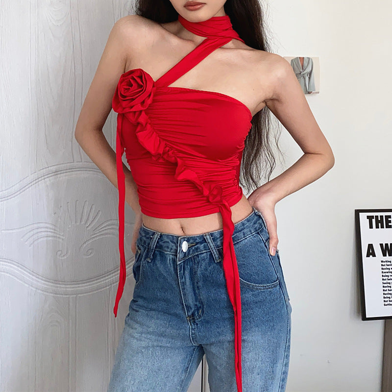 Flower Pleated Scarf Floating Top For Women Limorista