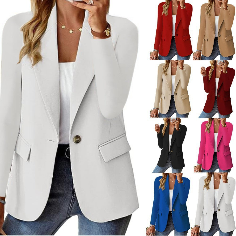 Polyester Autumn Long Sleeve Solid Color Cardigan Small Suit Jacket For Women Limorista