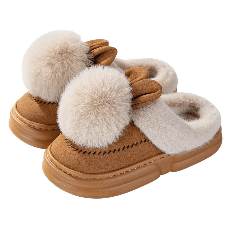 Thick Bottom Fleece-lined Warm Can Be Outdoor Fur Slippers Limorista