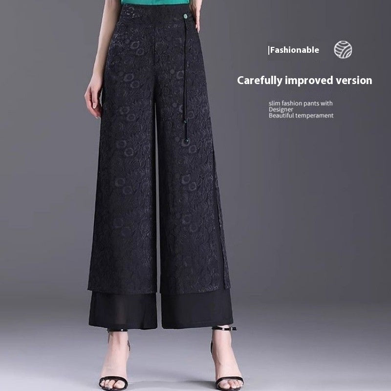 Chinese Style Split Pants Thin High Waist Loose Limorista