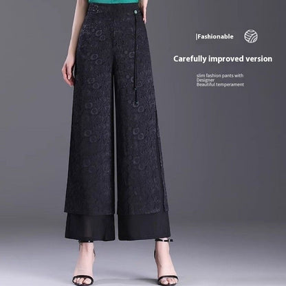 Chinese Style Split Pants Thin High Waist Loose Limorista