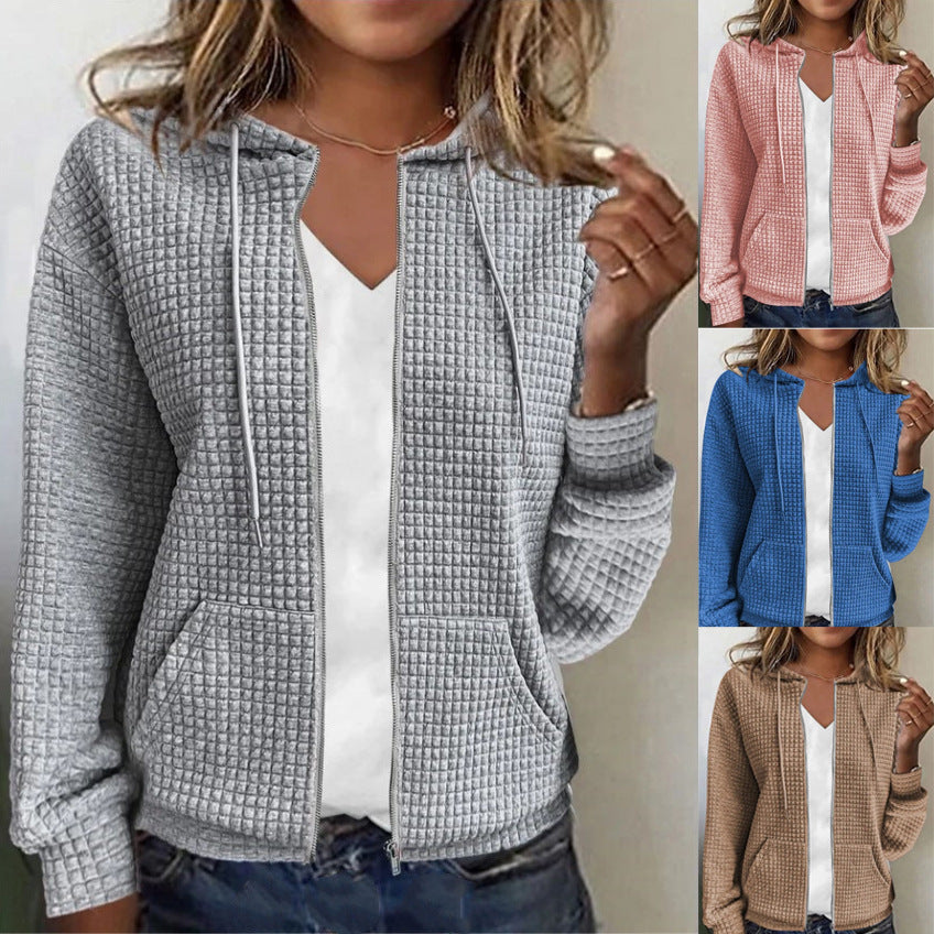 Style Hooded Cardigan Zipper Top For Women Limorista