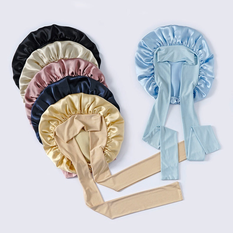 Wide-brimmed Lace-up Adjustable Elastic Large Silk Nightcap Limorista