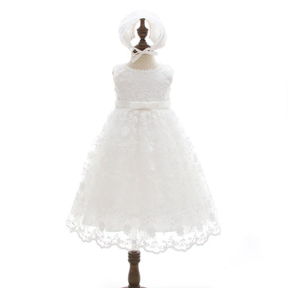Baby Girl White Lace Dress With Hat Limorista