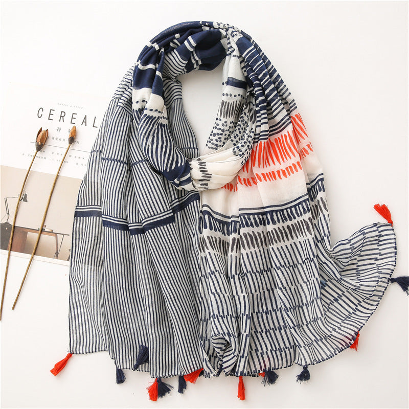 Japanese Style Artistic Fresh Cotton And Linen Scarf Retro Patchwork Bohemian Cashew Print Limorista