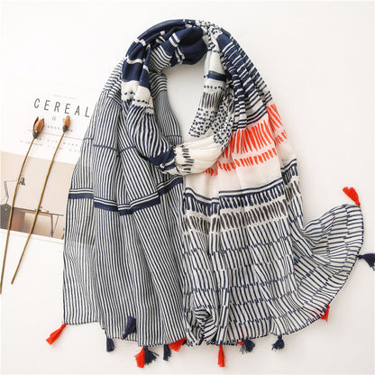 Japanese Style Artistic Fresh Cotton And Linen Scarf Retro Patchwork Bohemian Cashew Print Limorista