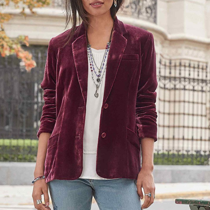 New Gold Velvet Solid Color Fashion Casual Suit Top Women Limorista