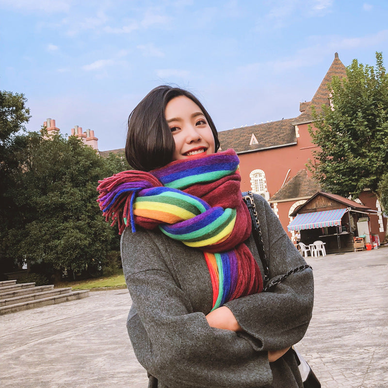 Rainbow Double Sided Scarf Women&