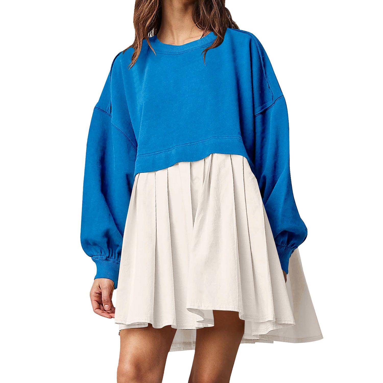 Sweater Dress Loose Long Sleeve Crewneck Pullover Tops Relaxed Fit Sweatshirts Short Dress Autumn And Winter Limorista