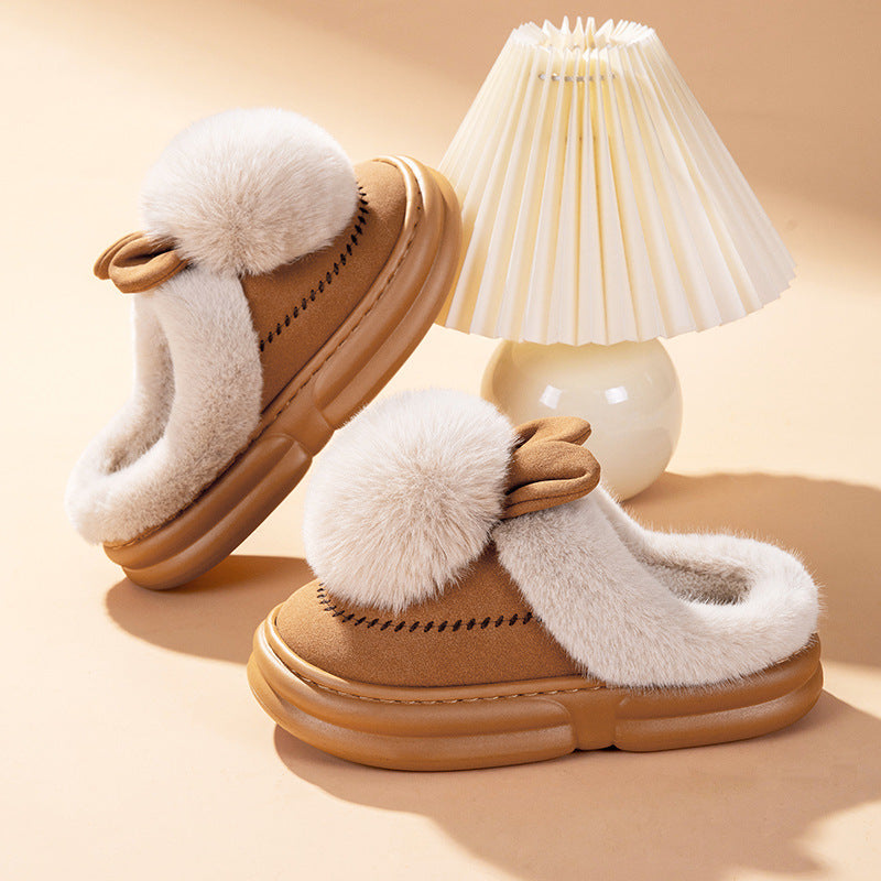 Thick Bottom Fleece-lined Warm Can Be Outdoor Fur Slippers Limorista