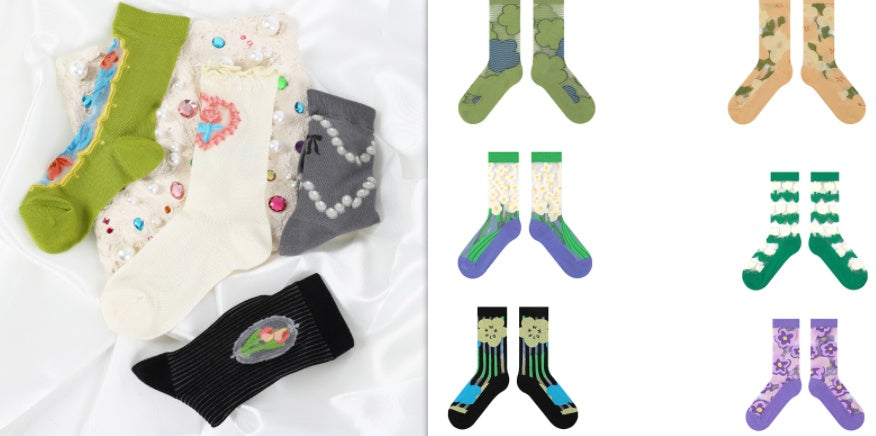 Retro Fashion Patterned Stockings Thin Limorista