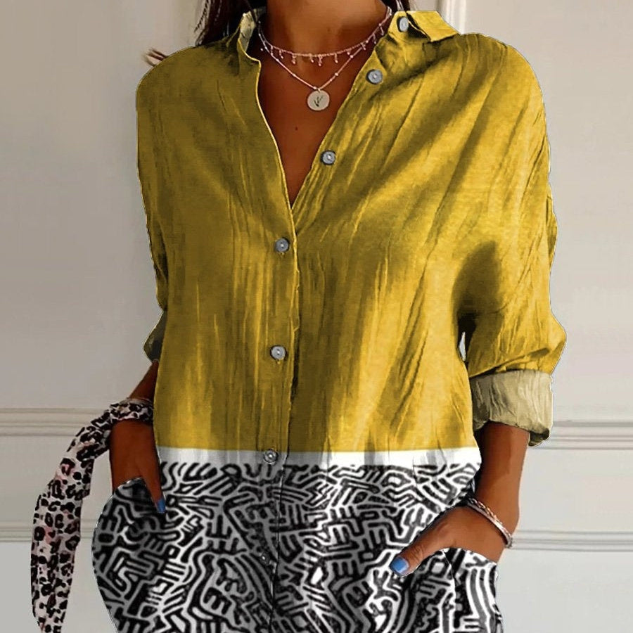 Striped Long-sleeved Shirt Women&