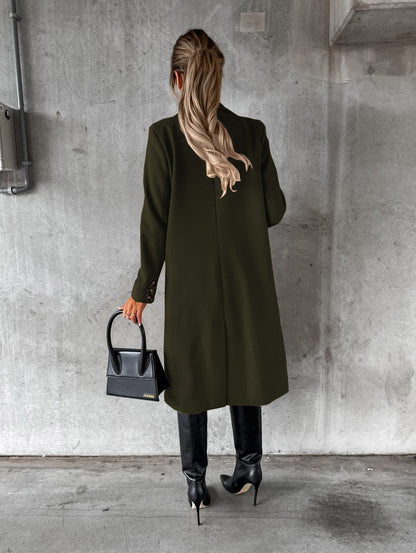 Long Sleeve Lapel Coat Winter Fashion Solid Double Breasted Slim Long Jacket Womens Clothing Limorista