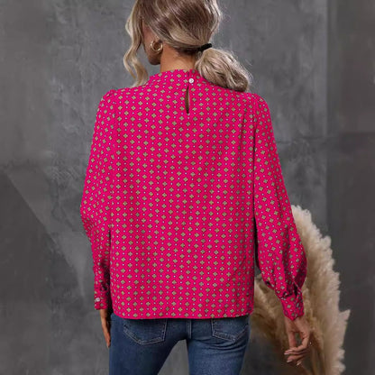 Half Turtleneck Pullover Long Sleeve Printed Temperament Shirt Limorista