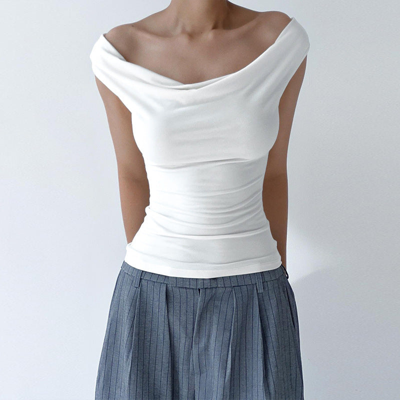 European And American Solid Color Swing Collar Sleeveless Backless Lace-up Sexy Vest Top T-shirt Limorista