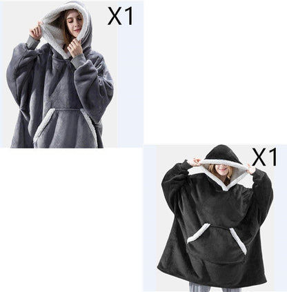 Men And Women Can Wear Zipper Flannel Lazy Blanket Limorista
