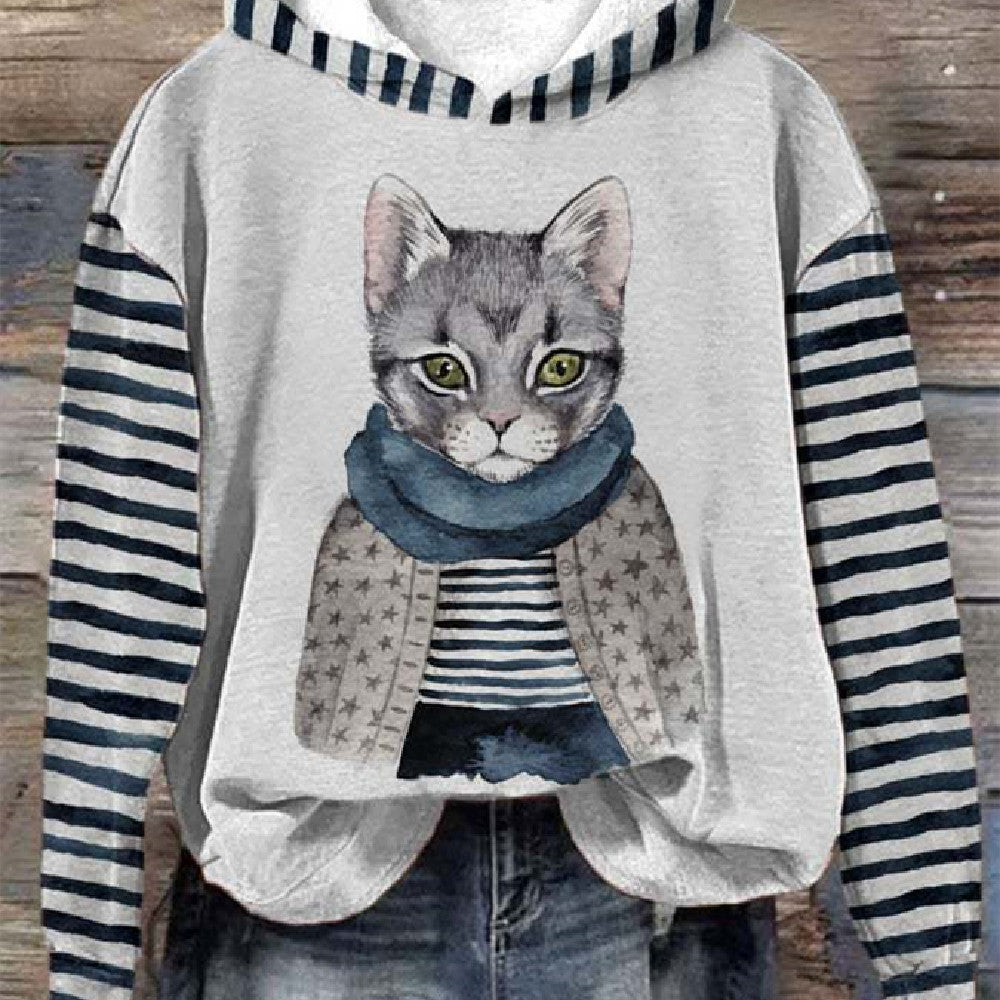 Halloween Animal Print Drop-shoulder Long-sleeve Women&