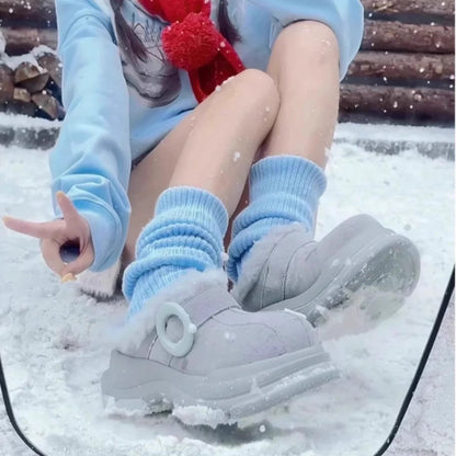 Ugly And Cute Big Head Snow Boots Fur Integrated Women&