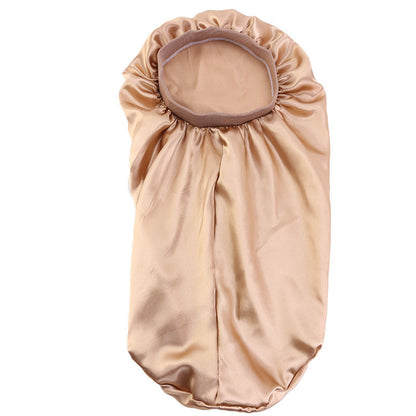 Popular Stretch Headband Satin Night Cap, Hair Care Long Barrel Cap, Perm Hat Limorista