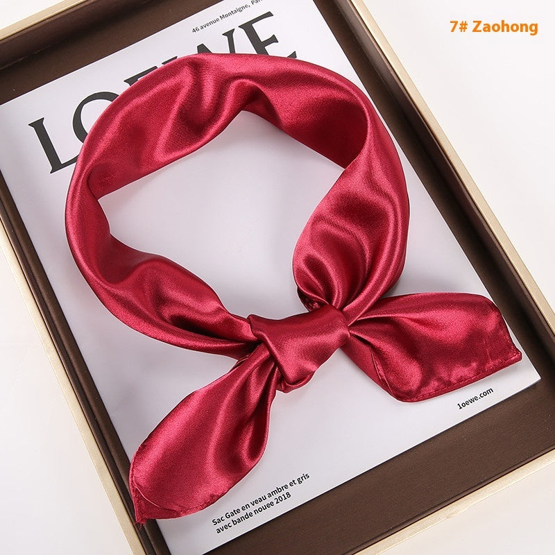 Solid Color Square Scarf Artificial Silk Small Square Towel Limorista