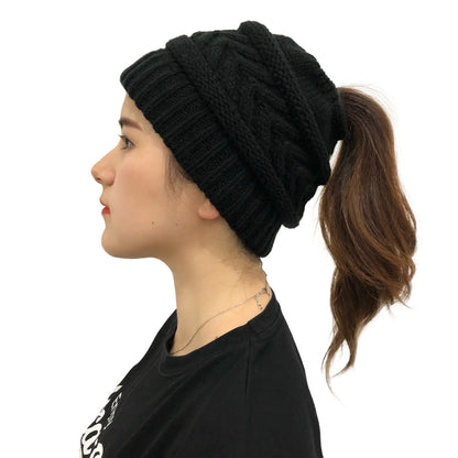 Ladies Ponytail Beanie Knit Stretch Hat Limorista