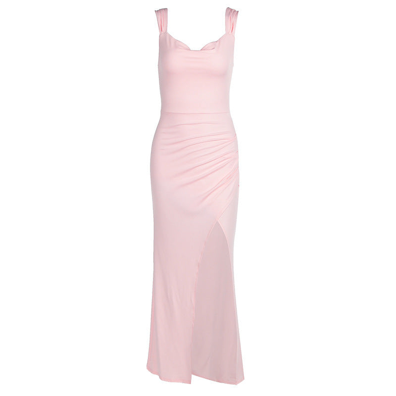 Slim Sleeveless Slit Dress With Back Tie Design Fashion Temperament Dresses For Women Clothing Limorista