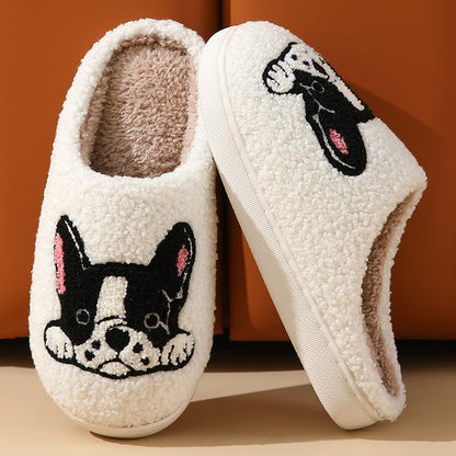 Bulldog Slippers Home Indoor And Outdoor Cartoon Non-slip Fleece-lined Thickened Cotton Slippers Limorista