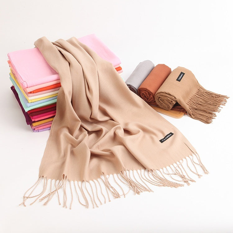 Pure Color Warm Keeping Scarf All-match Cashmere Shawl Limorista