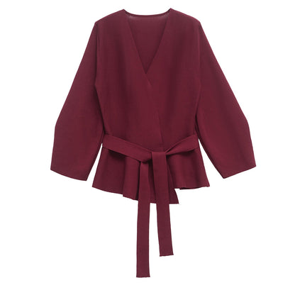 European And American Style Elegant Deep V-neck With Belt Padded Shoulder Limorista