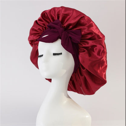 Satin Ribbon Round Bow Elastic Nightcap Limorista