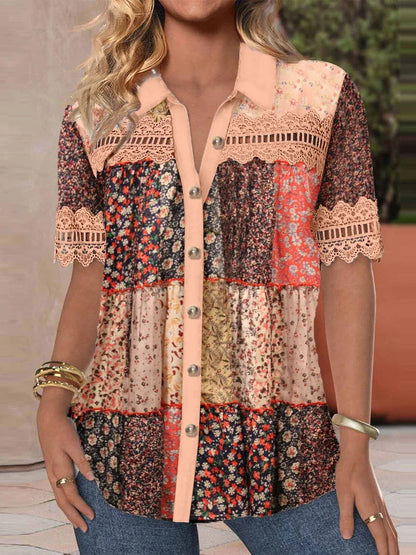 Trade Cross-border Casual Shirt Collar Short Sleeve Regular Open Digital Printing Limorista