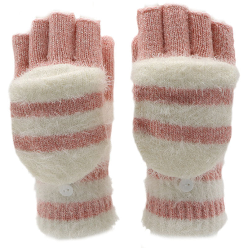 Flip Half Finger Knitting Wool Gloves Limorista