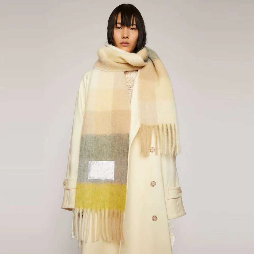 Plaid Mohair Scarf Colored Ladies Limorista