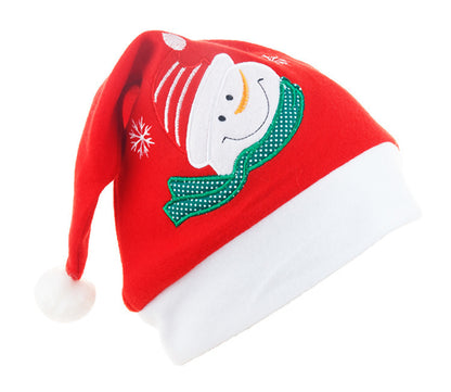 Cartoon Christmas Hat With Elk Santa Claus Embroidery Design Holiday Party Decoration Fuzzy Hat Limorista