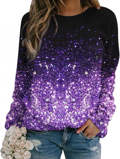 Snowflake Print Pullover Plus Size Women&