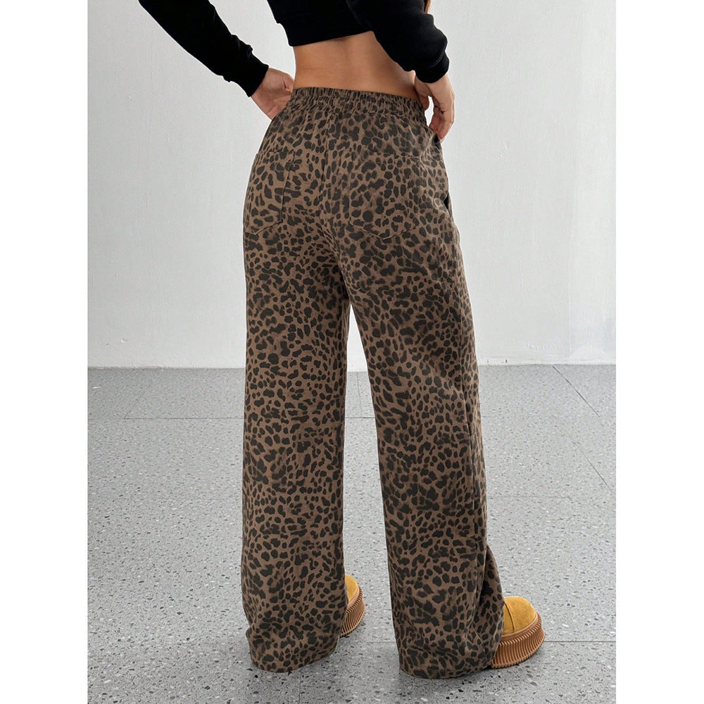 Leopard Print Floral Print Casual Jumpsuit Wide Leg Loose Limorista