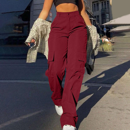 Multi-Pocket Workwear Straight-leg Trousers Limorista