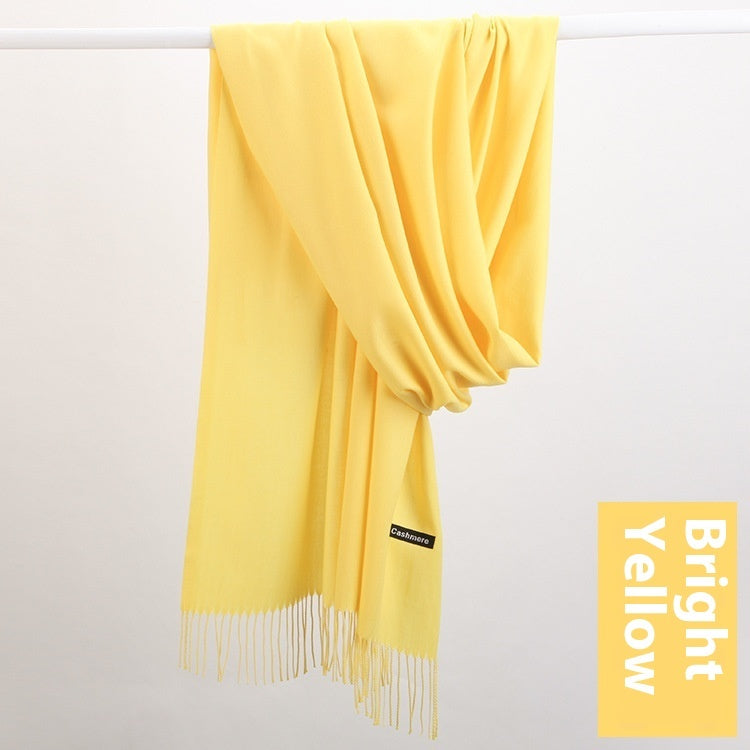 Pure Color Warm Keeping Scarf All-match Cashmere Shawl Limorista