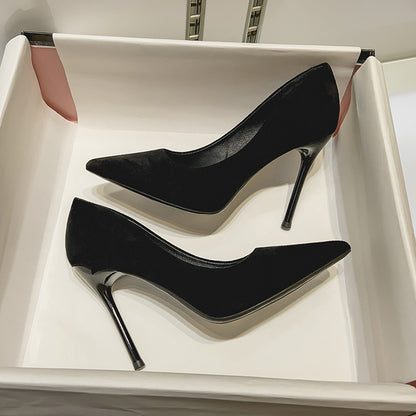 Black Suede High Heels Women&