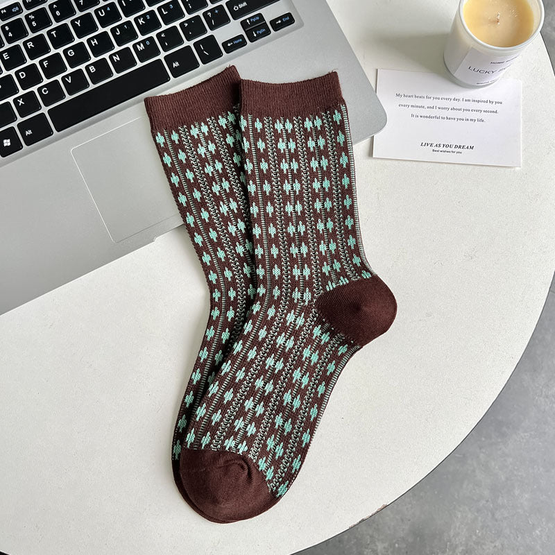 Dopamine Retro Mid-calf Length Double Needle Sweet Cool Street Ladies Loose Socks Limorista