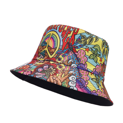 Graffiti Double-sided Bucket Hat Female Party Hip Hop Bucket Hat Limorista