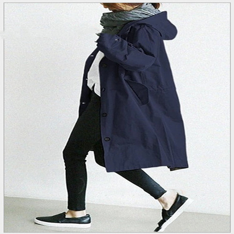 Women Windbreaker Jacket Casual Loose Button Pockets Hooded Quick Dry Windproof Waterproof Clothes For Outdoor Hiking Camping Limorista